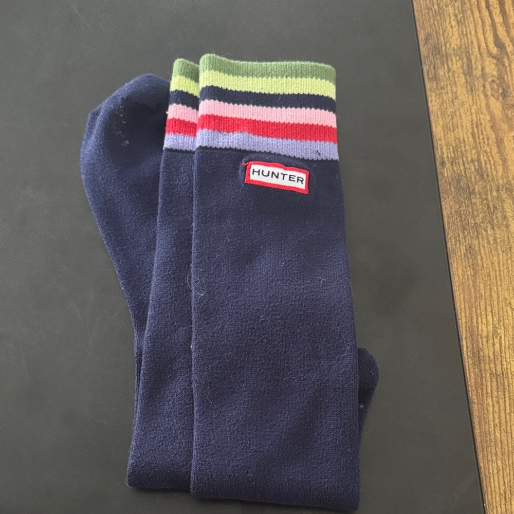 Hunter Navy Boot Socks with Multicolor Stripes